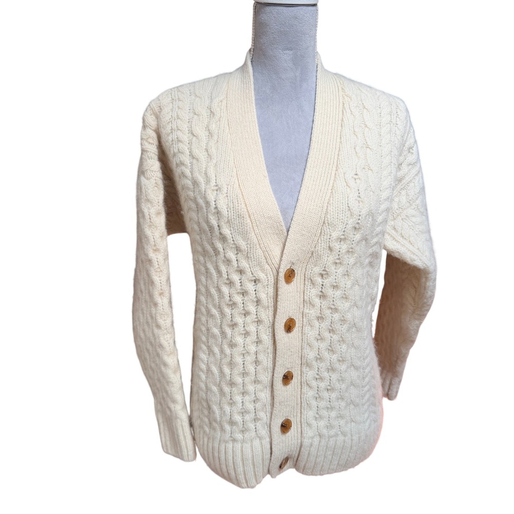 BRANDY MELVILLE Wool Cable Knit Classic Oversized Fisherman Cardigan Sweater L